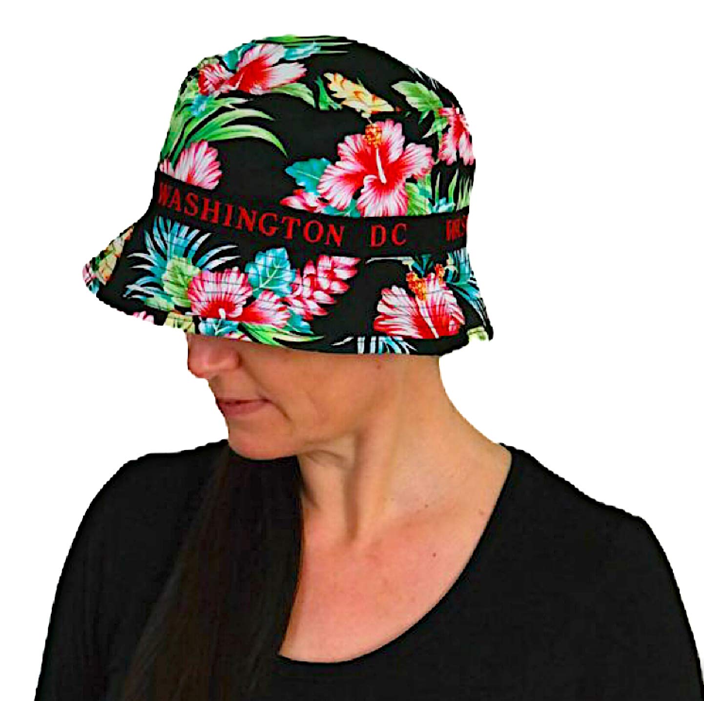 Washington DC Floral Bucket Hat (Black)