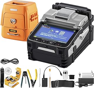 Mophorn AI-7 Fiber Fusion Splicer with 8 Seconds Splicing Time Melting 18 Seconds Heating Fusion Splicer Machine Optical Fiber Cleaver Kit for Optical Fiber & Cable Projects