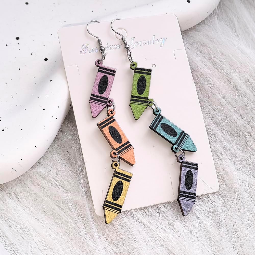 Student Teacher Earrings for Women - Colorful Acrylic Earrings Creative Statement Letter School Earring Teacher Appreciation Gifts - Image 5