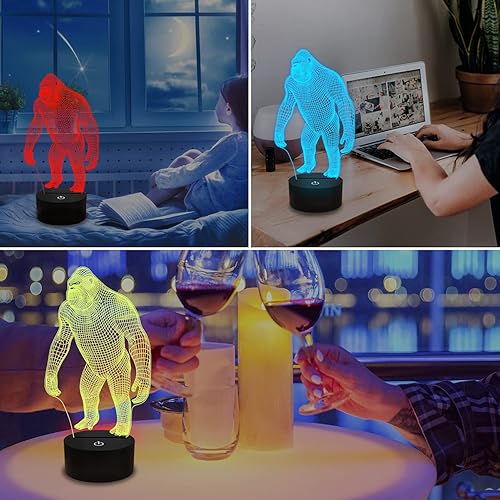 Miniatura 3 de 3D Night Light Ape Gorilla LED Luz nocturna para bebé guardería mono lámpara para habitación de los niños decoración del hogar regalos de Navidad