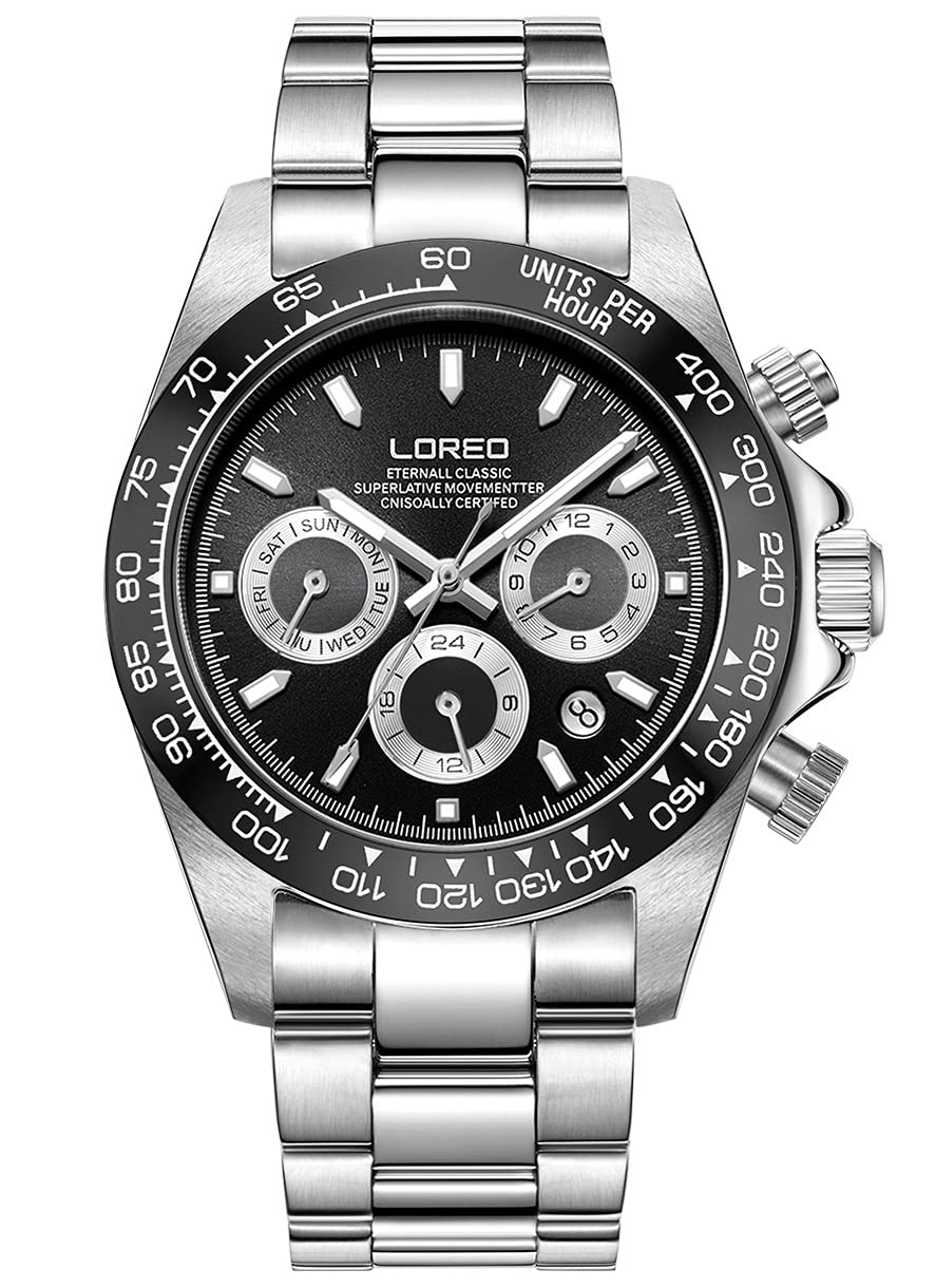 LOREO Mens Automatic Watch Silver Stainless Steel Sapphire Glass Ceramic Bezel Date Military diving Waterproof Watch, Black 9216, Automatic Watch, Black 9216, Automatic Watch (B09BQNMFVX) Amazon Price History, Amazon Price Tracker