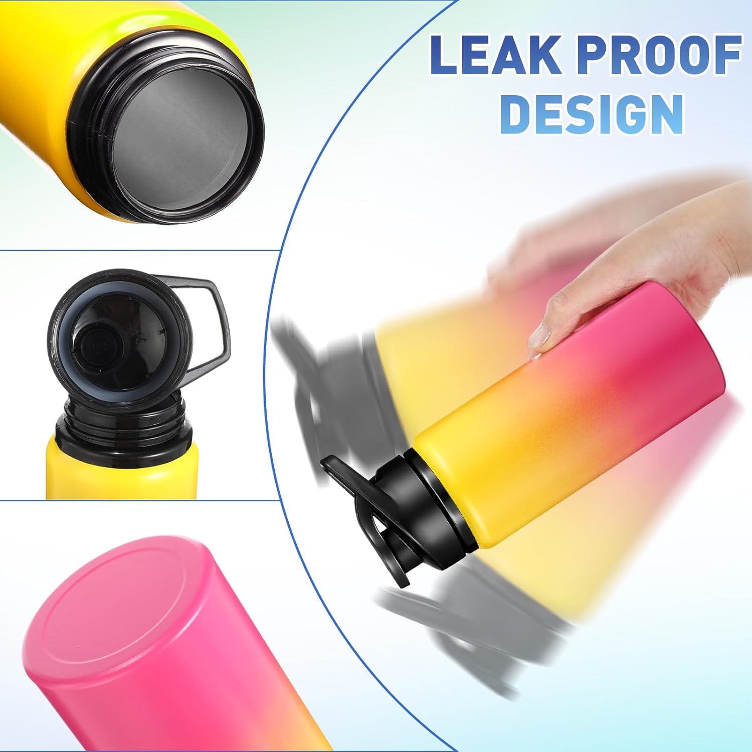 Mimorou 10 Pieces 20 oz Reusable Aluminum Water Bottles Bulk Outdoor Sports Water Bottles Multipack Travel Bottles for Gym, Hiking, Cycling, Camping, Fishing, Snap Lid(Gradient Color) - Image 3