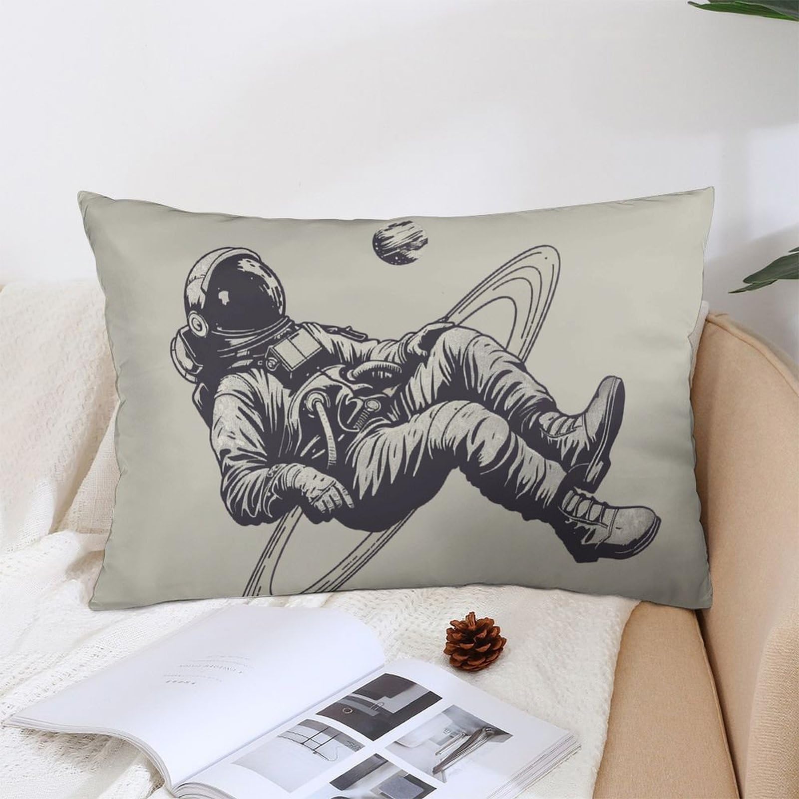 NTVOWPZO Decoration Throw Pillow Covers 12 "x20 Pillowcases Covers Astronauts and Saturn Soft Pillowcases Modern Farmhouse Home Decor Sofa Cushions Covers for Couch Bed Living Room