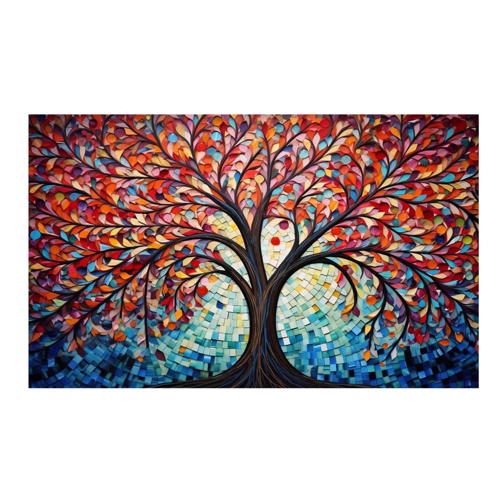 1 Szt. Kolorowe Drzewo Życia Obraz Na Płótnie Duży Rozmiar Plakat Mitologia Prezent Do Salonu Dekoracja Wnętrz Biurowych(3,40x60cm)