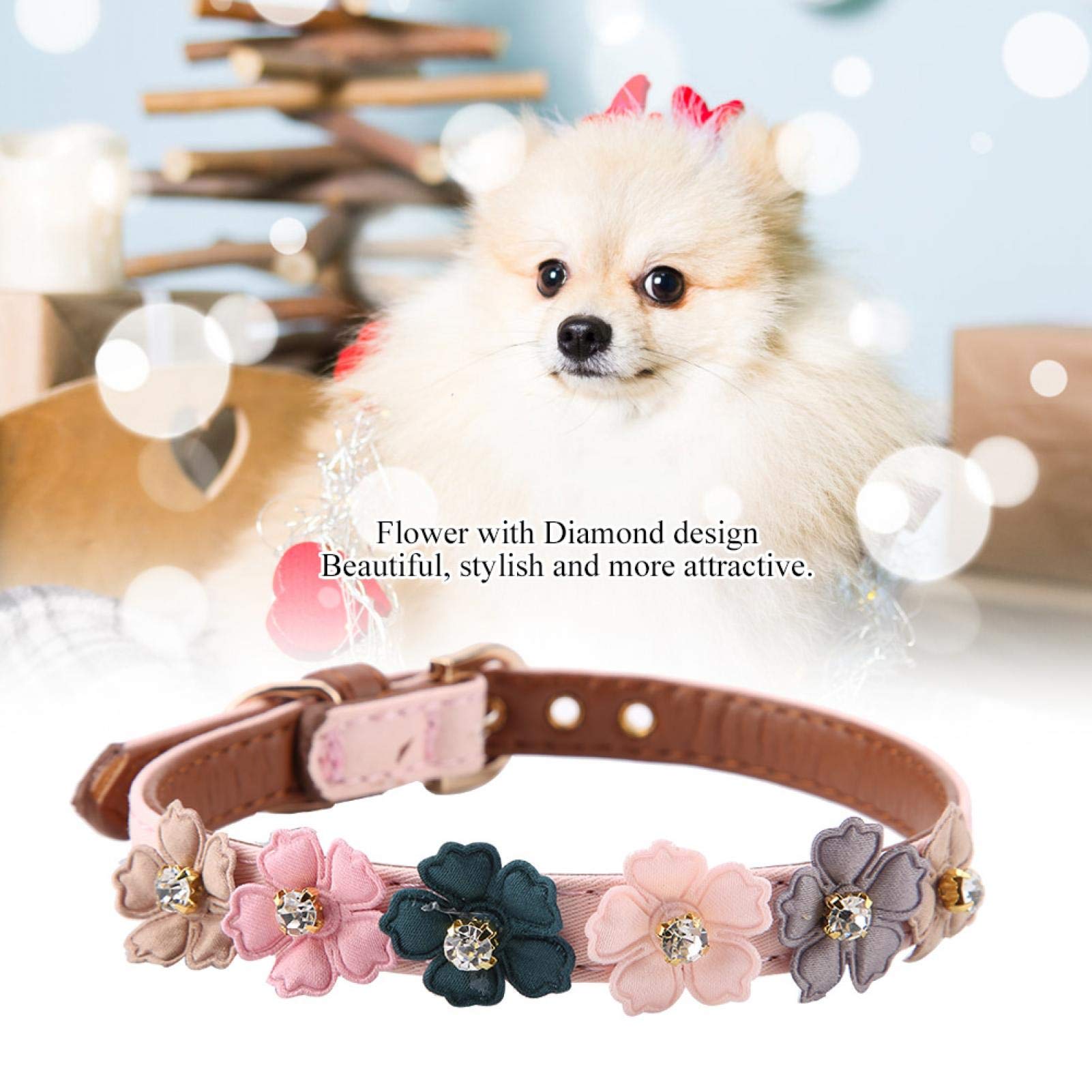 Pet Cat Collar, PU Leder Hundefliege Verstellbare Katzenhundefliege, Lovely Dogs 'Daily Decor 2 Farben für Haustiere Cat Home Dog(Pink, 1.3 * 34cm)
