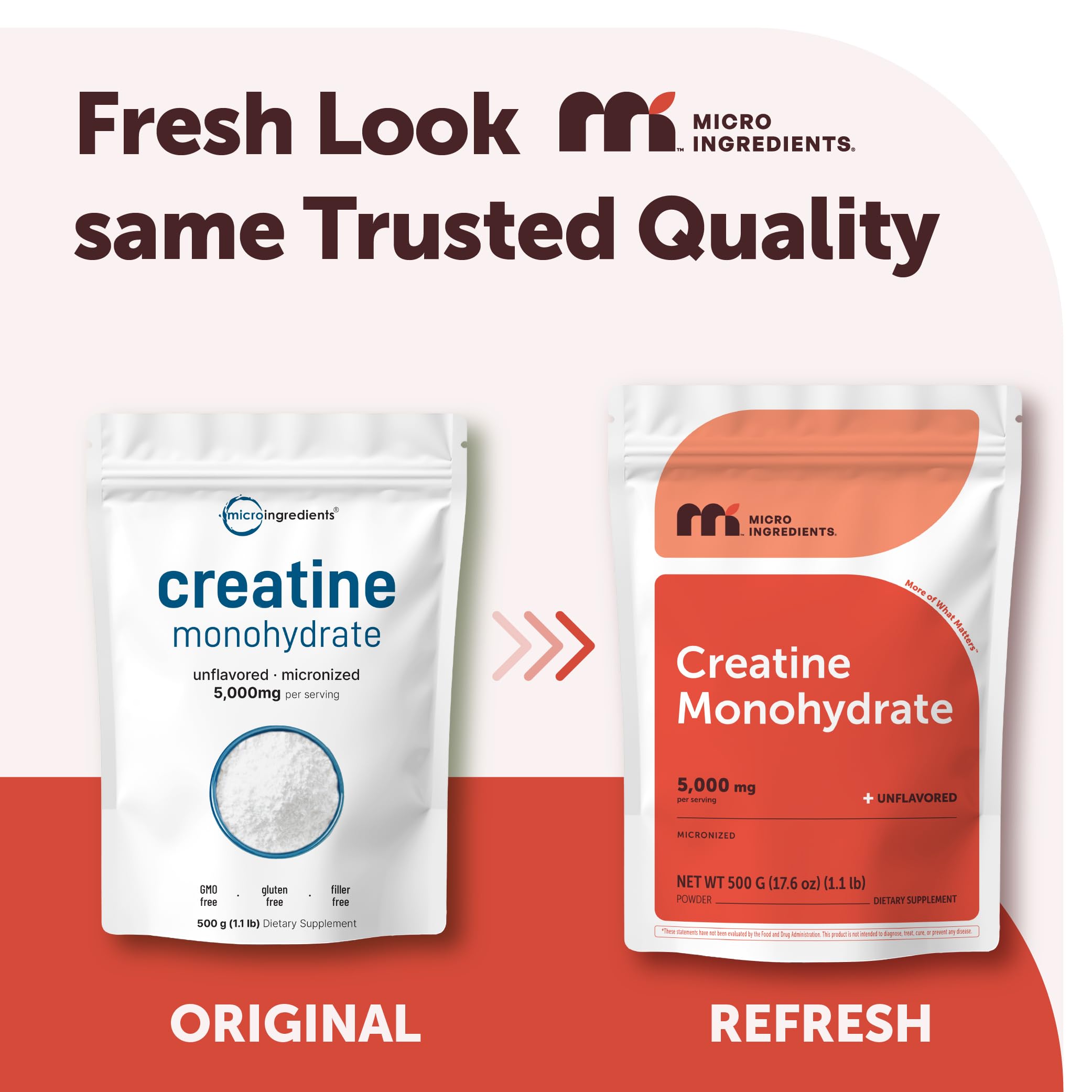 Micro Ingredients Creatine Monohydrate Powder 500 Grams (1.1 Lb), 5000mg Per Serving, Micronized Creatine Powder, Unflavored, No Filler, Keto & Vegan, Easy Dissolve, Pre Workout for Women & Men* — Amazon image 2