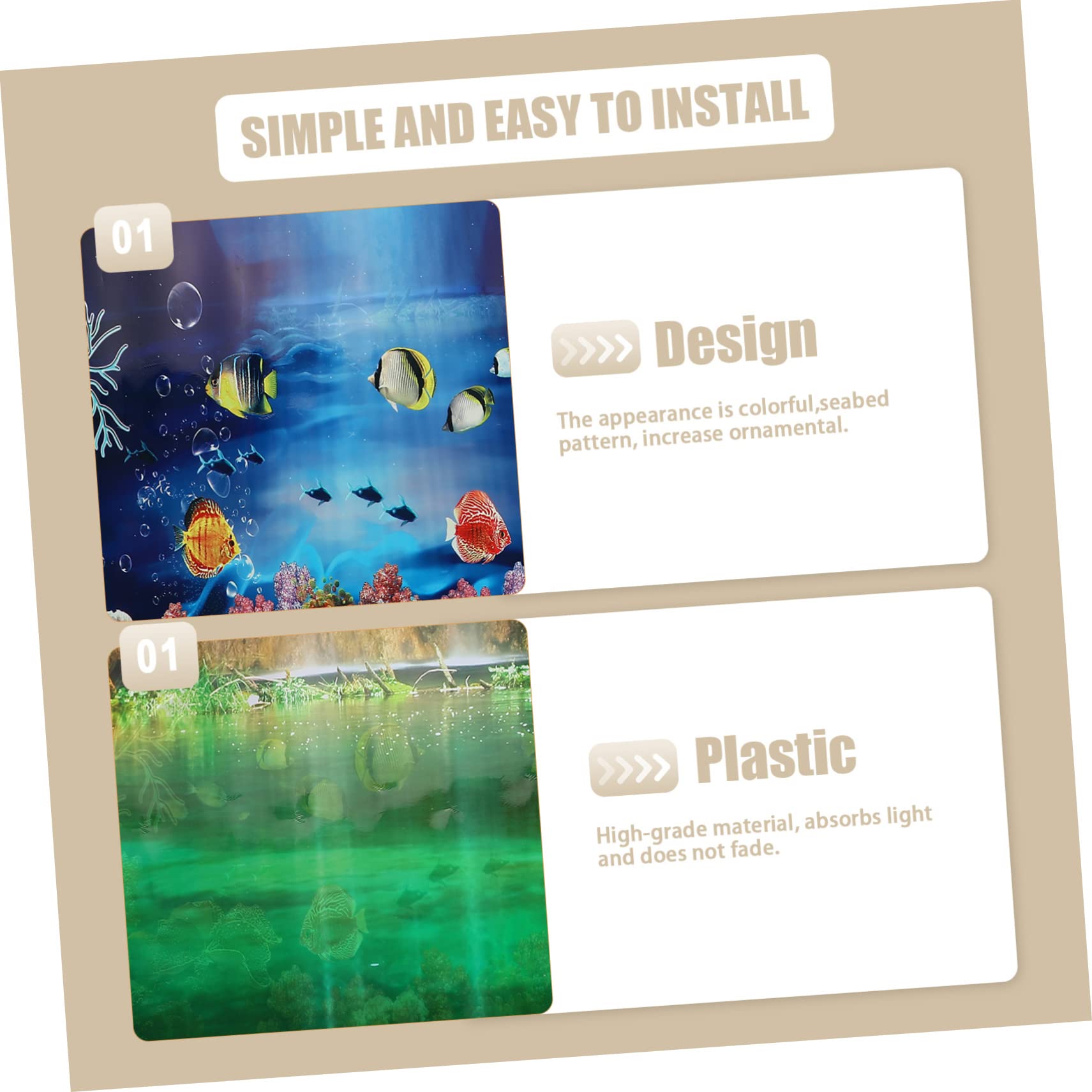 BESPORTBLE 4pièces Fish Tank Decal Adhésif Décoration De Fond Aquatique pour Aquarium Autocollant Relief avec Motif sous-Marin Unique Facile à Installer