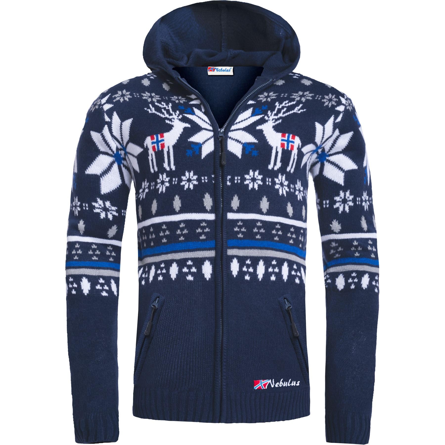 Nebulus Herren Jacke NORMAX, mit Kapuze, schicker Pullover im Norweger-Style