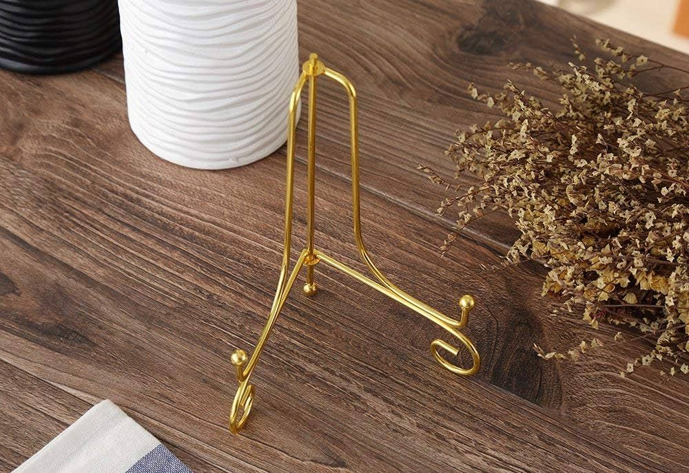 4 Pack) 8" Iron Display Stand, Black Iron Easel Plate Display Photo Holder Stand