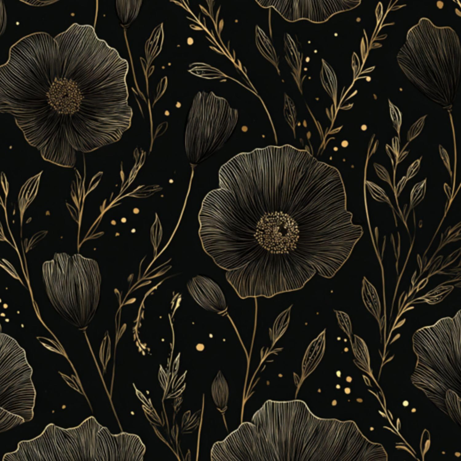 Deruinvaio Multi10 Self Adhesive Feature Removable Elegant Metallic Floral Vine Peel And Stick Vinyl Wallpaper Roll, Sticky Lining Paper For Bedroom, Living Room, Kitchen Walls