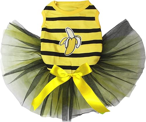 Miniatura 2 de Petitebella - Vestido para perro, diseño de tutú marrón, color amarillo y marrón, M