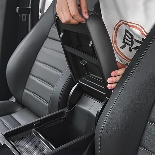 Miniatura 2 de AOMSAZTO Funda para Reposabrazos para Honda Civic 2006-2011 Negro con Costuras Rojas