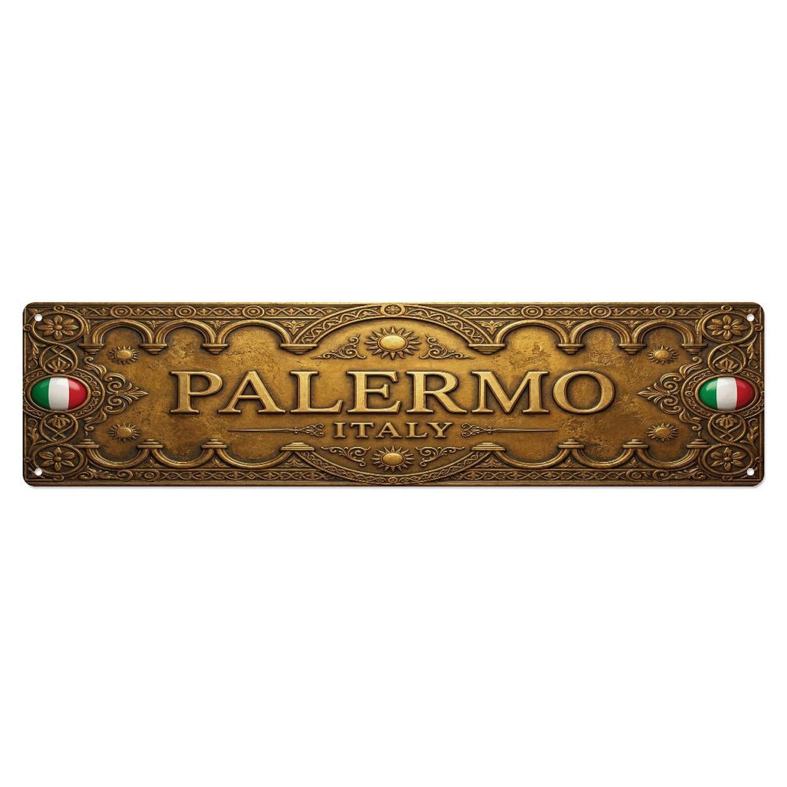Vintage Palermo Italy Flag Pattern Metal Tin Sign