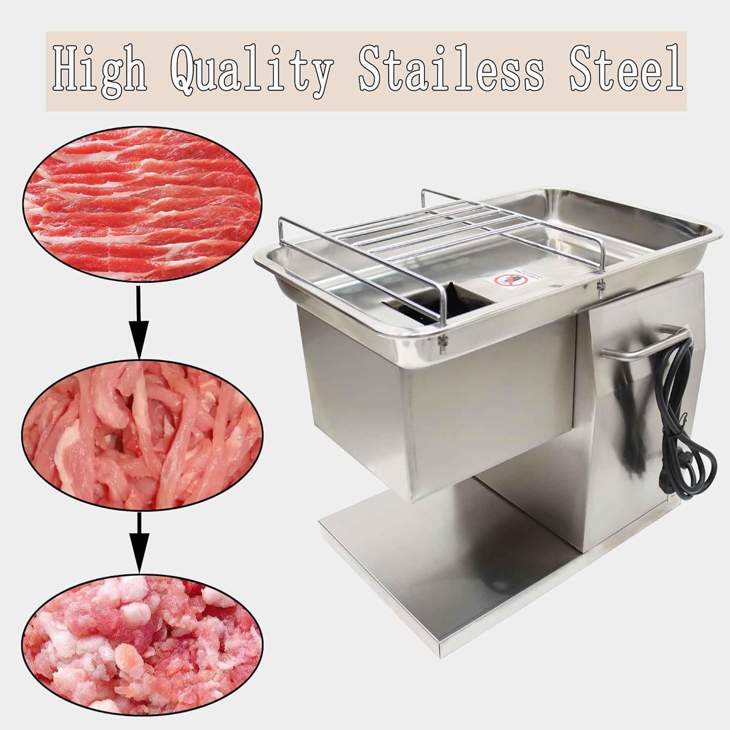 Commercial Meat Cutter 5mm Stainless Steel Blade Meat Cutting Machine TJ-90T-B Fresh Meat Shredded Machine 650W