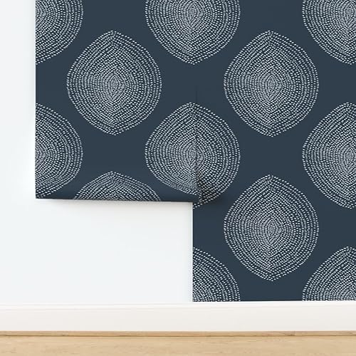 Miniatura 4 de Spoonflower Papel tapiz extraíble de 9 x 2 pies - Papel tapiz bohemio blanco azul marino abstracto abstracto personalizado prepegado