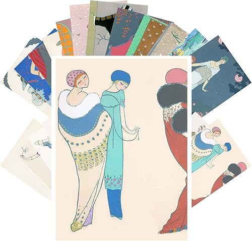 PIXILUV Postales vintage (24 piezas de 4 x 6 pulgadas cada una) Increíbles dibujos de personas elegantes, postales vintage, tarjetas de felicitación