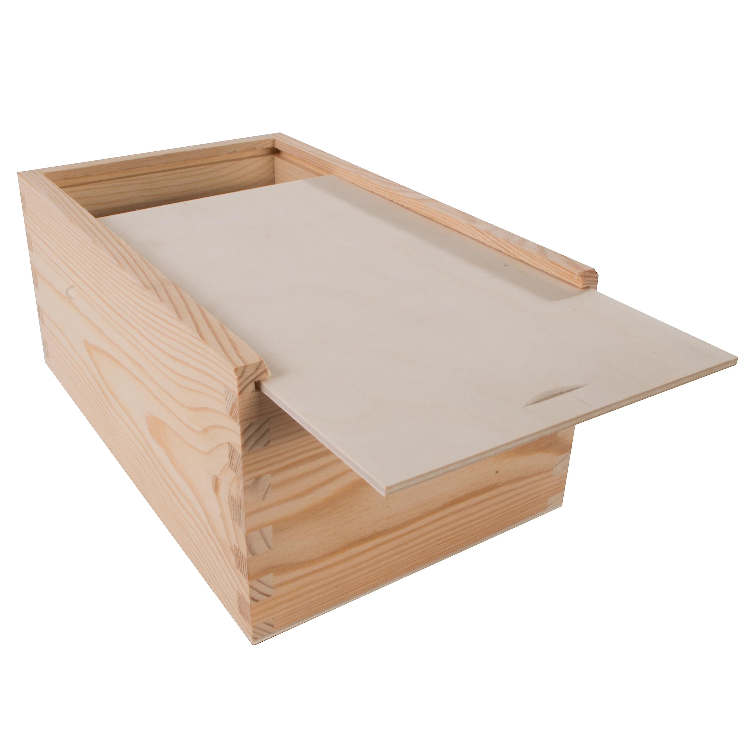 Woodeedoo Decorative Wooden Sliding Lid Box | 24 X 15 X 11 Cm | Gift Storage Keepsake Memory Trinket Case Holder | Unpainted & Untreated Wood For Craft Diy