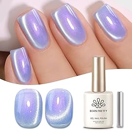 Born Pretty Cat Magnetic Eye Gel Nail Polish, Fairy Purple Glitter Cat Magnetic Gel Nail Polish for Nail Art Manicure Salon DIY at Home 15ML