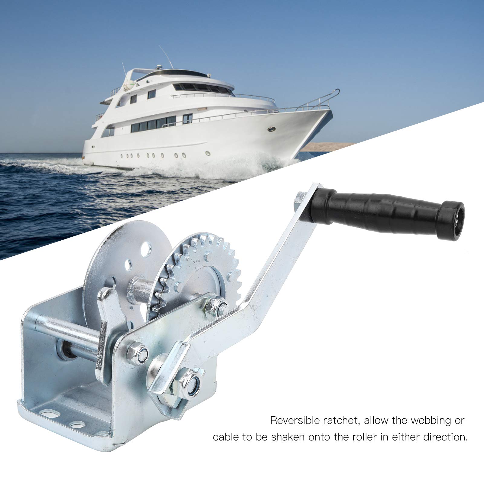 QANYEGN 600LBS Hand Winch, Metal Trailer Winch, Boat Hand Winch, Heavy Duty Trailer Winch for Trailers, Yachts, Boats