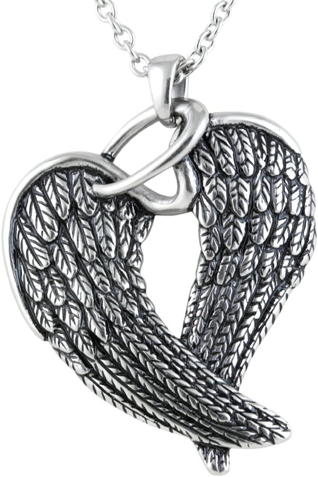 Women's Silver-Toned Stainless Steel Steel Wings and Halo Necklace 28"