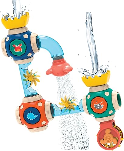 Discovery Toys - Tubos de baño Juguete de bañera para niños pequeños Juguete de agua para el baño Juego interactivo de baño Juguete de agua para