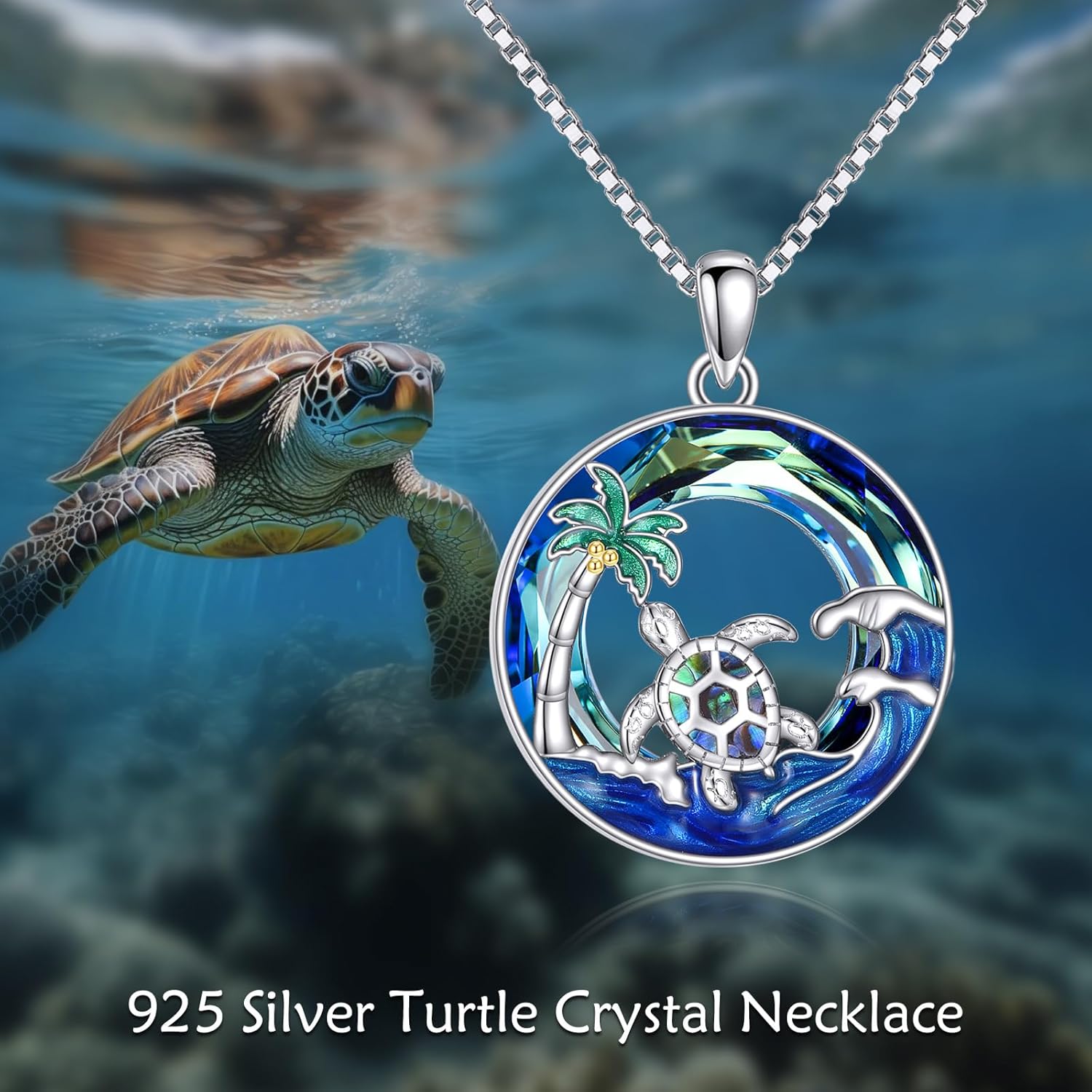 YAFEINI Mermaid Necklace Sterling Silver Mermaid Gift Crescent Moon Jewelry Gifts for Women - Image 2