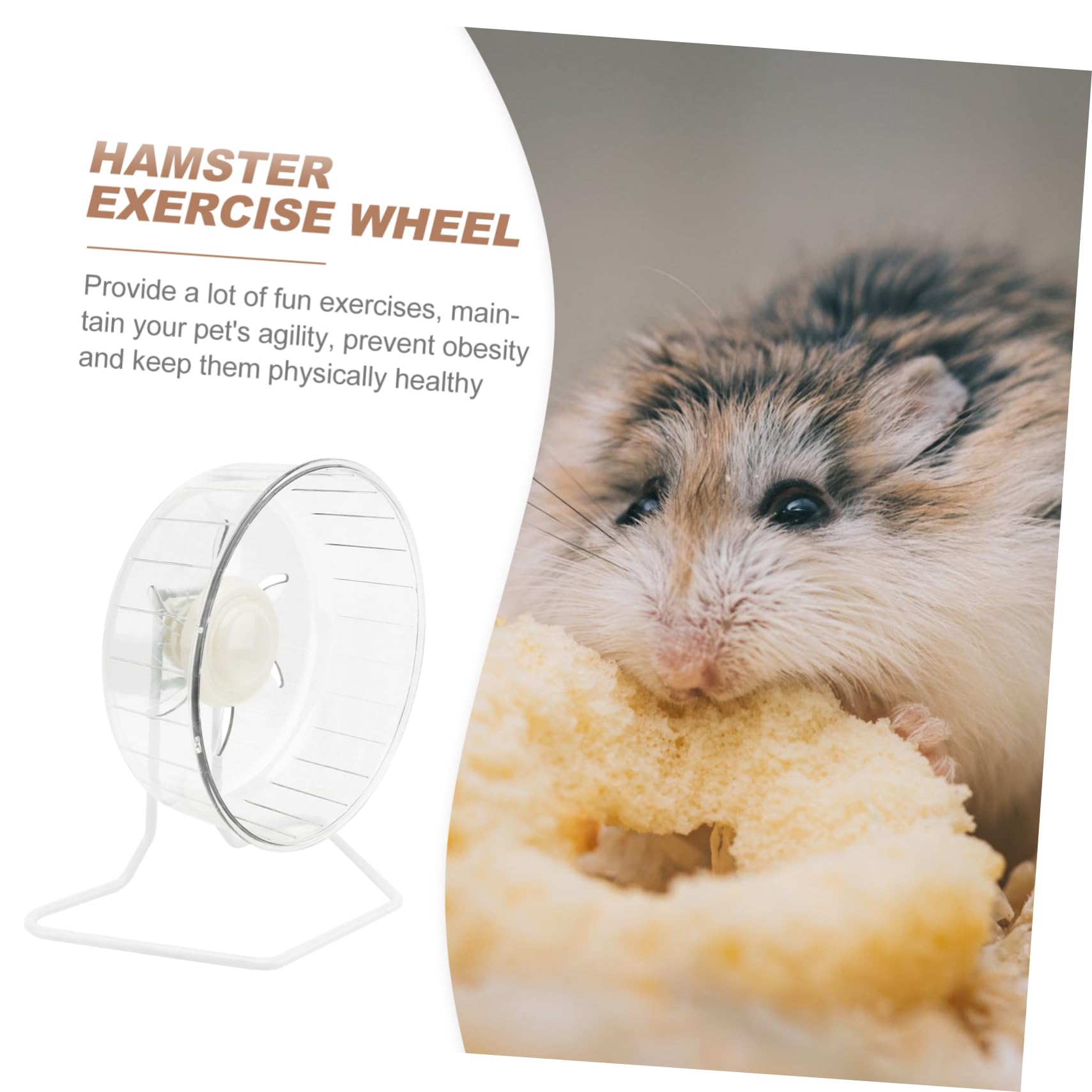 Ruota Silenziosa per Criceti Super Silenziosa Bianca | Plastica e Ferro, Forma a Ruota, per Piccoli Animali e Mouse, Accessorio da Esercizio Compatto
