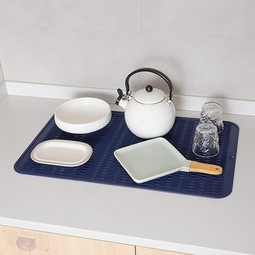Miniatura 5 de MicoYang Tapete de silicona para secado de platos para múltiples usos, fácil de limpiar, ecológico, resistente al calor, tapete de silicona para