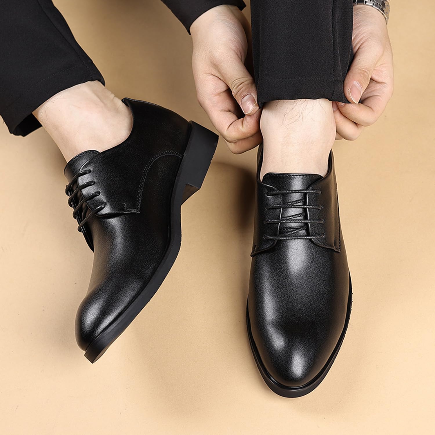 Scarpe Oxford Formali da Uomo Classiche Stringate Derbys Eleganti Scarpe da Lavoro per Uomo