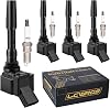 Ignition Coil Pack & Spark Plugs Fits for 1.8 2.0 L4 2014 2015 2016 2017 2018 2019 Volkswagen VW Passat Beetle Jetta GTI Golf Audi A3 S3 Replaces# UF771 06J905110G UF765