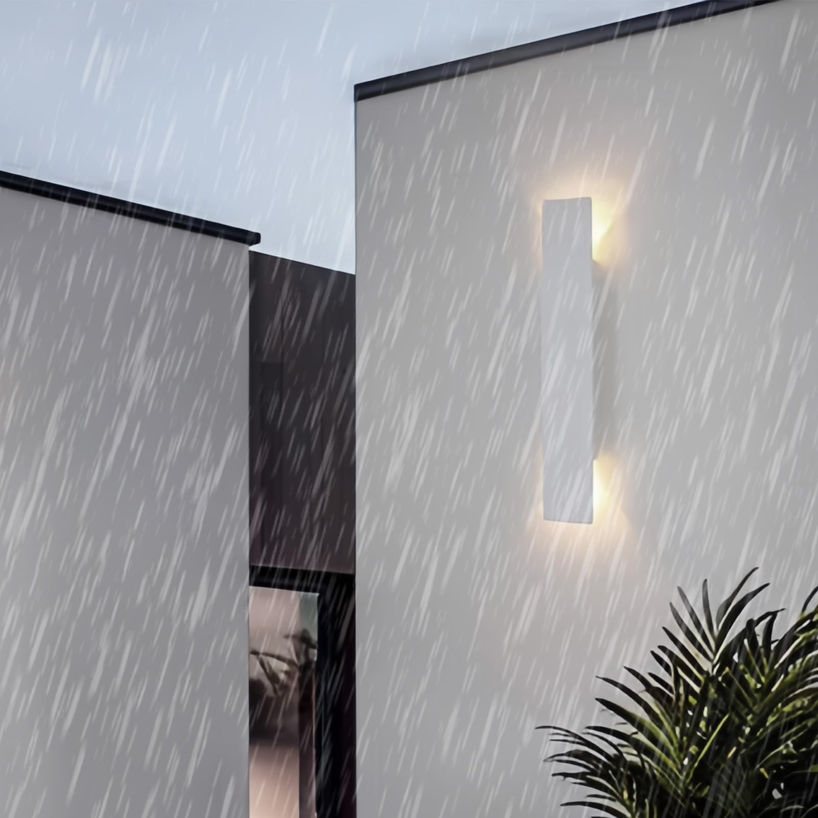 HELCEKOU LED Outdoor Wall Light Modern IP65 Waterproof Lamp Acrylic Aluminium Long Rectangular Sconce Industrial Minimalist Decorative for Garden Villa Corridor