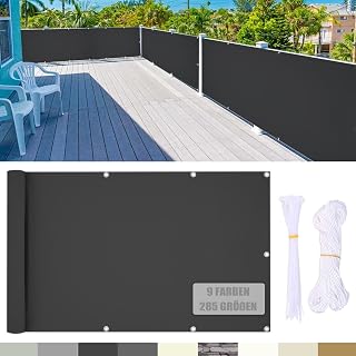 YangAera Balcony Privacy Screen Cover 2.5x21.3ft, Weather-Resistant UV Protection Cover Fence Screen Shield for Apartment Porch Deck Outdoor Backyard Patio Balcony, with Cable Ties & Ropes (Black)
