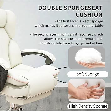 Ergonomic Office Chair Heated Executive Desk with 7 Point Swivel Task Footrest and Lumbar Pillow Ideal for Home Comfort (A+Gray Sponge Plus Latex)
