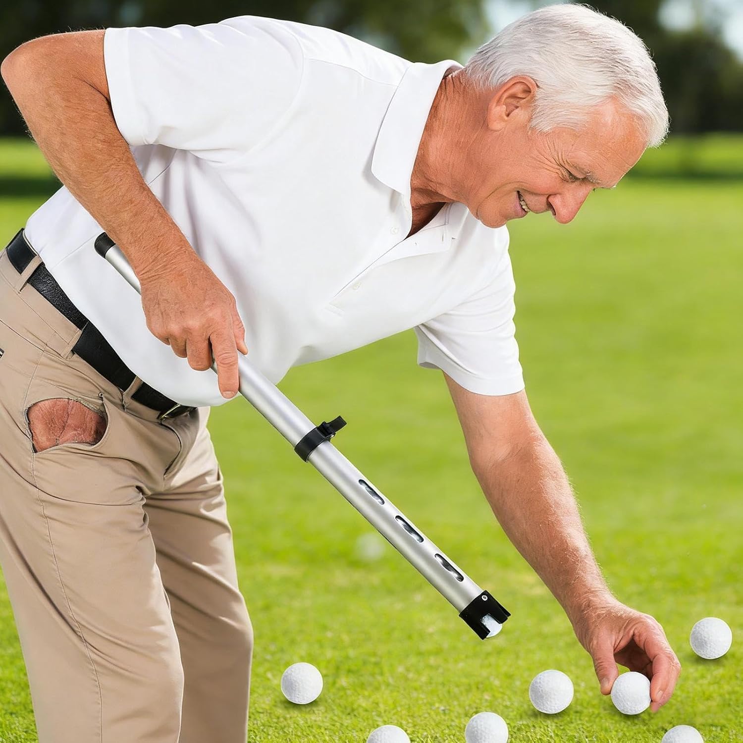 Golf Ball Picker Upper, Telescopic Storage with Holes Golf Ball Retriever for Putter, for Women Men Collectors Outdoor Club Course Green Sports Game Practice