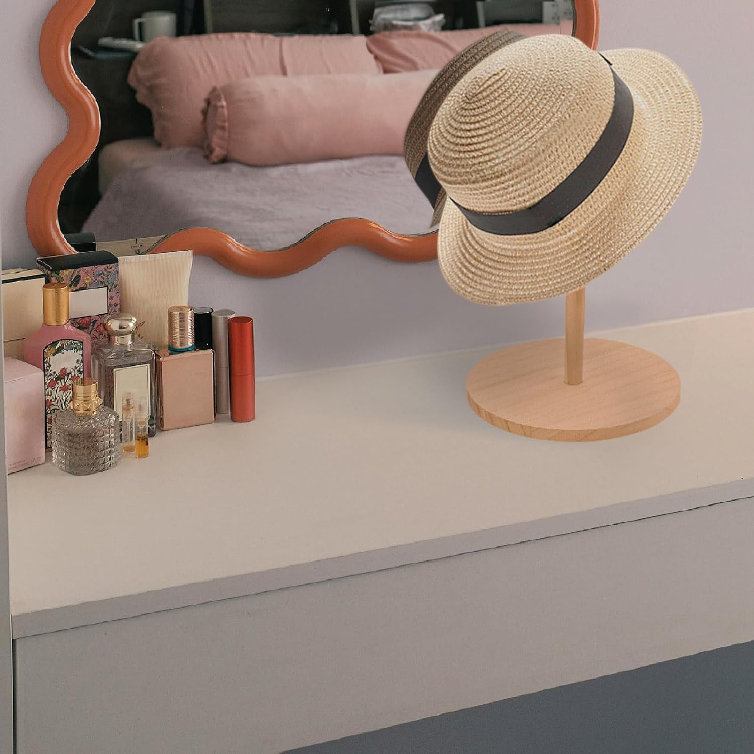 4PCS Hat Display Stand, Wooden Hat Rack, Hat Storage for Baseball Caps, Multifunctional Hat Organizer, Hat Holder for Jewelry Display, Modern Home Decor (Nut-Brown)