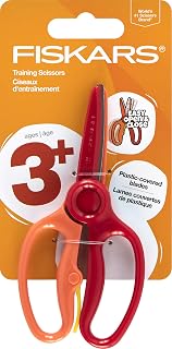 Training Scissors for Preschoolers Ages 3+, Small Kids Safety Scissors with Training Lever, Easy to Use, Preschooler Art Supplies, Back To School, Red