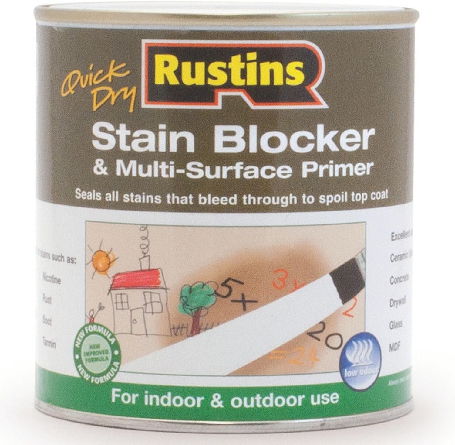 Rustins 5015332002207 Stain Block & Multi Surface Primer, White