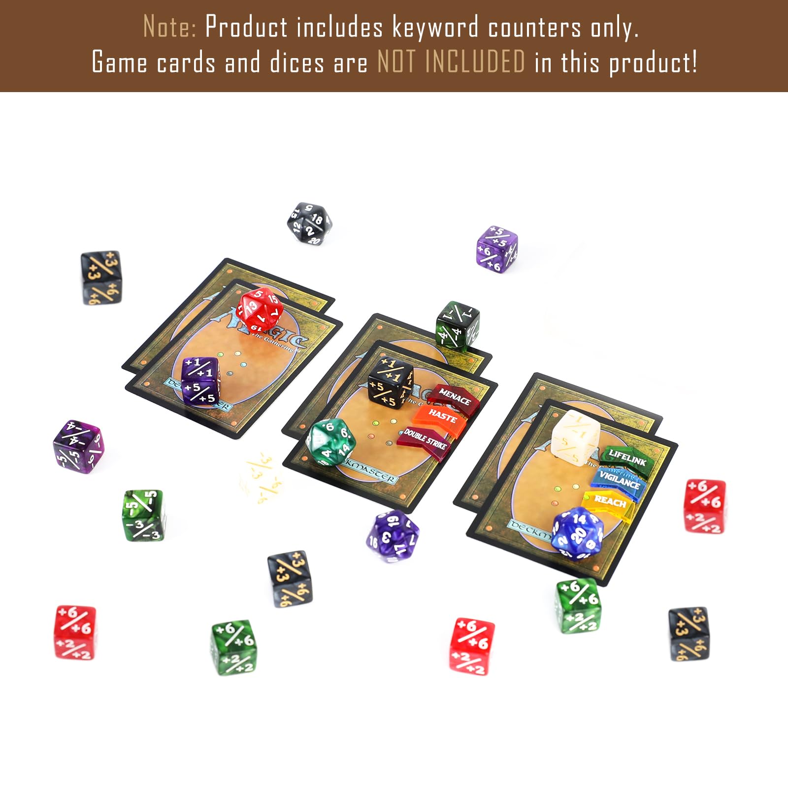 Amazon.com: FIGURESLAB 60Pcs MTG Abilities Keyword Tokens with Box, Color  Coded MTG Creature Stats Buff Tokens for Magic The gatering, Compatible  with TCG, CCG Magic Card Games Accessories : Toys & Games