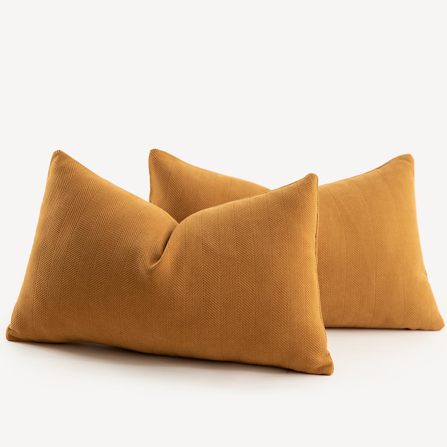 Mandioo Pack of 2 Chenille Cushion Covers Soft Comfortable Durable Throw Pillow Cases for Home Decor Sofa Couch Living Room Bedroom 12 x 20 Inch 30x50 cm Ginger