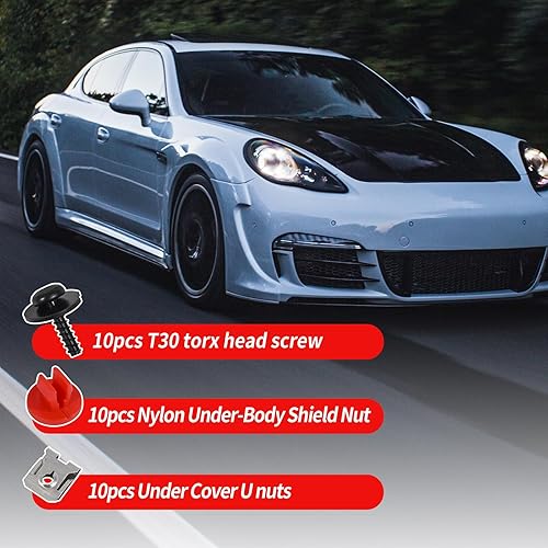 Miniatura 4 de Juego de 10 tornillos T30 para protección contra salpicaduras de motor, protección contra salpicaduras, tornillos de cubierta de bandeja inferior,