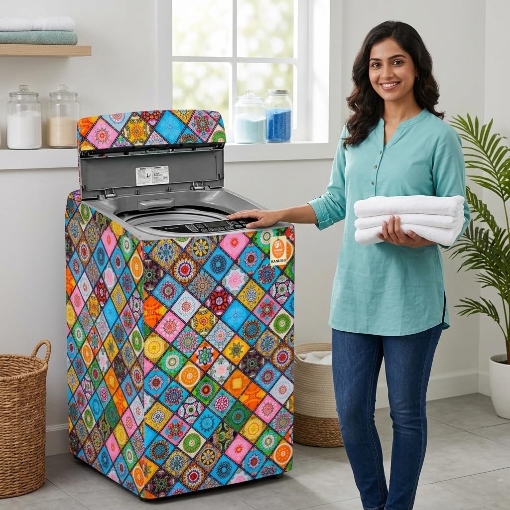 KANUSHI Industries® Washable & Dustproof Top Load Fully Automatic Washing Machine Cover ( Suitable For 6 Kg, 6.5 kg, 7 kg, 7.5 kg)(WASMAC-DIG-B-FULLY) discount deal