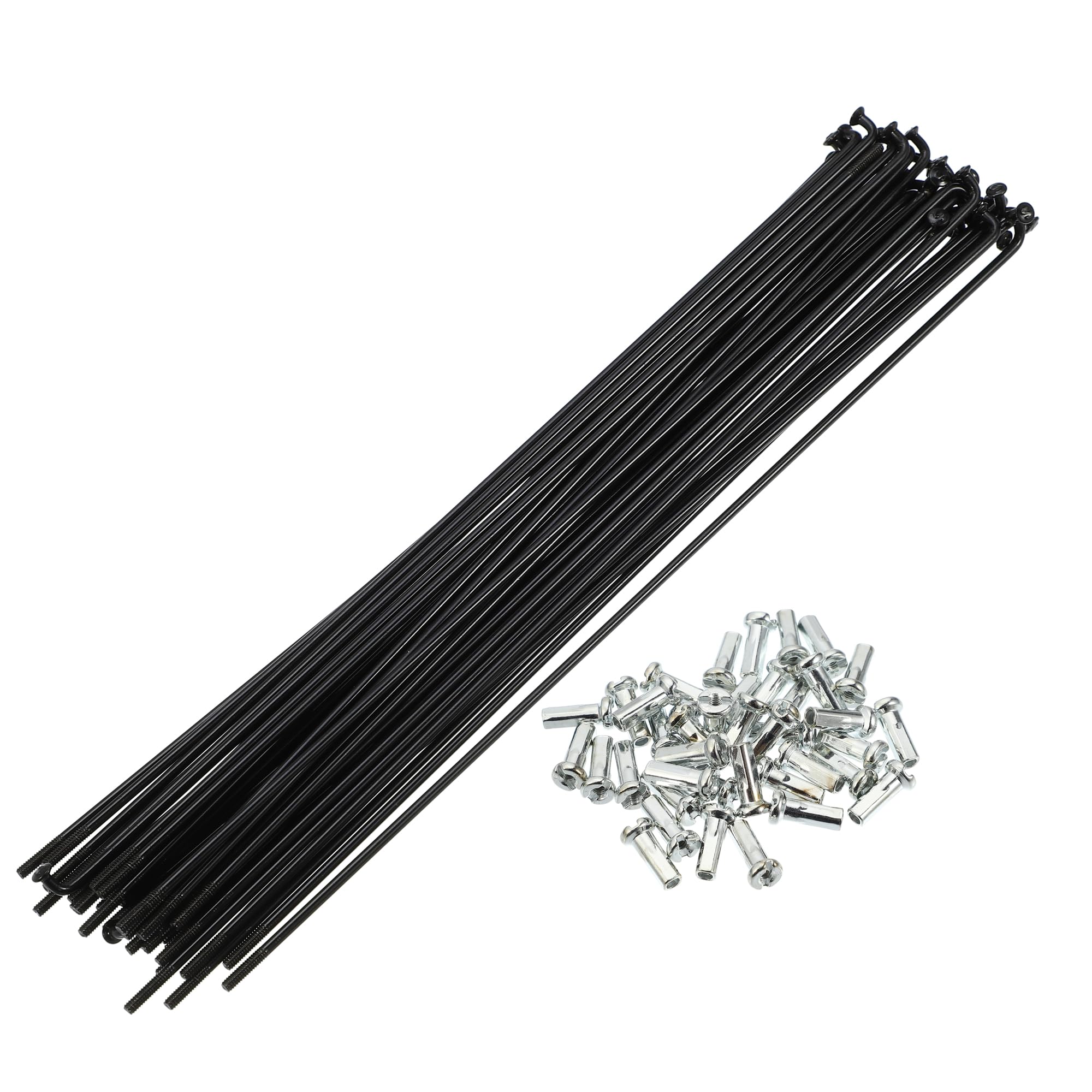 X AUTOHAUX 40 Pcs 14G J Bend 202mm Bike Bicycle Spokes with Nipples Black