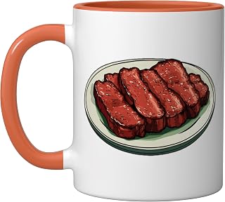 Char Siu On A Plate Ceramic Mug, Orange/White