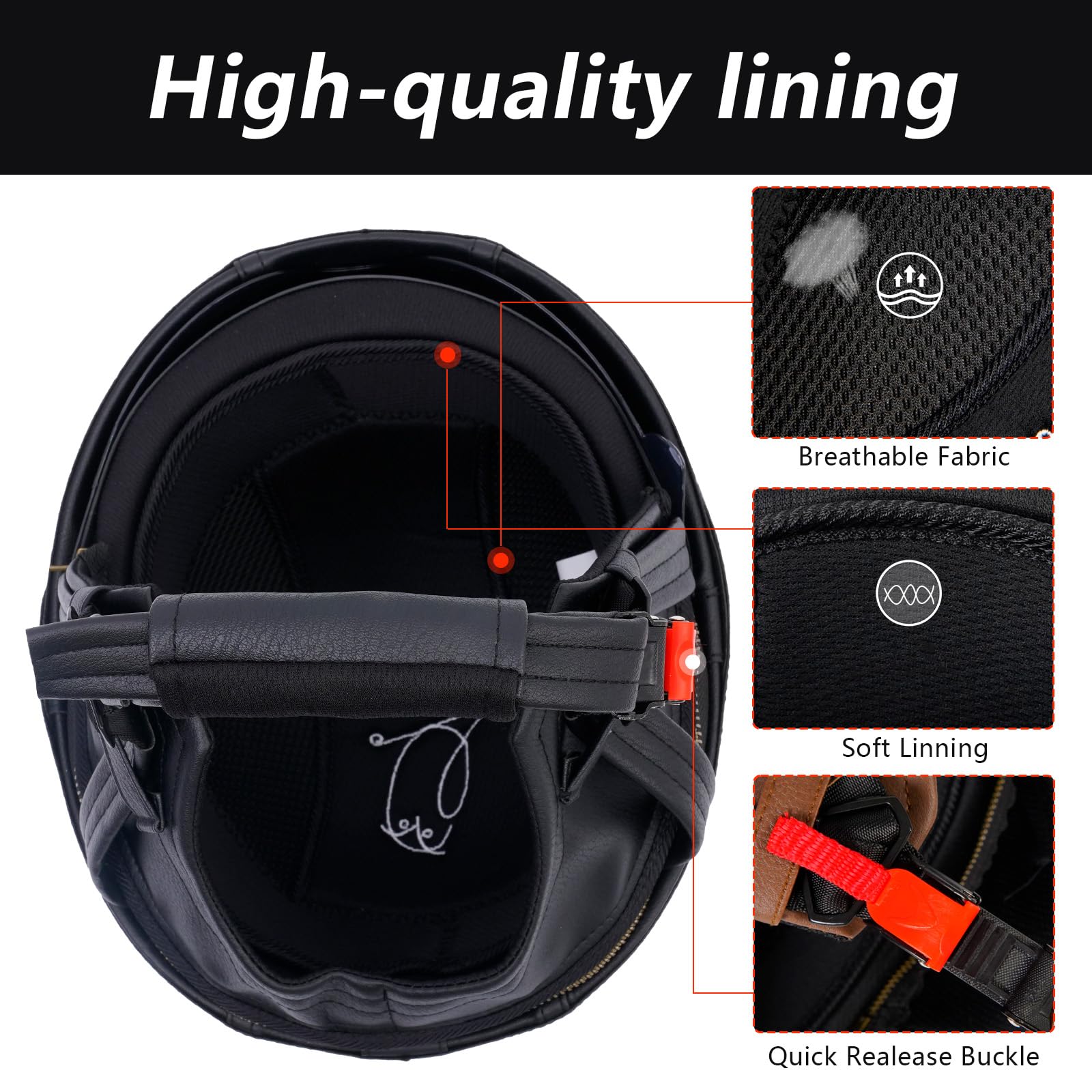 Casco retro para moto, de piel, estilo alemán, con gafas, certificado ECE