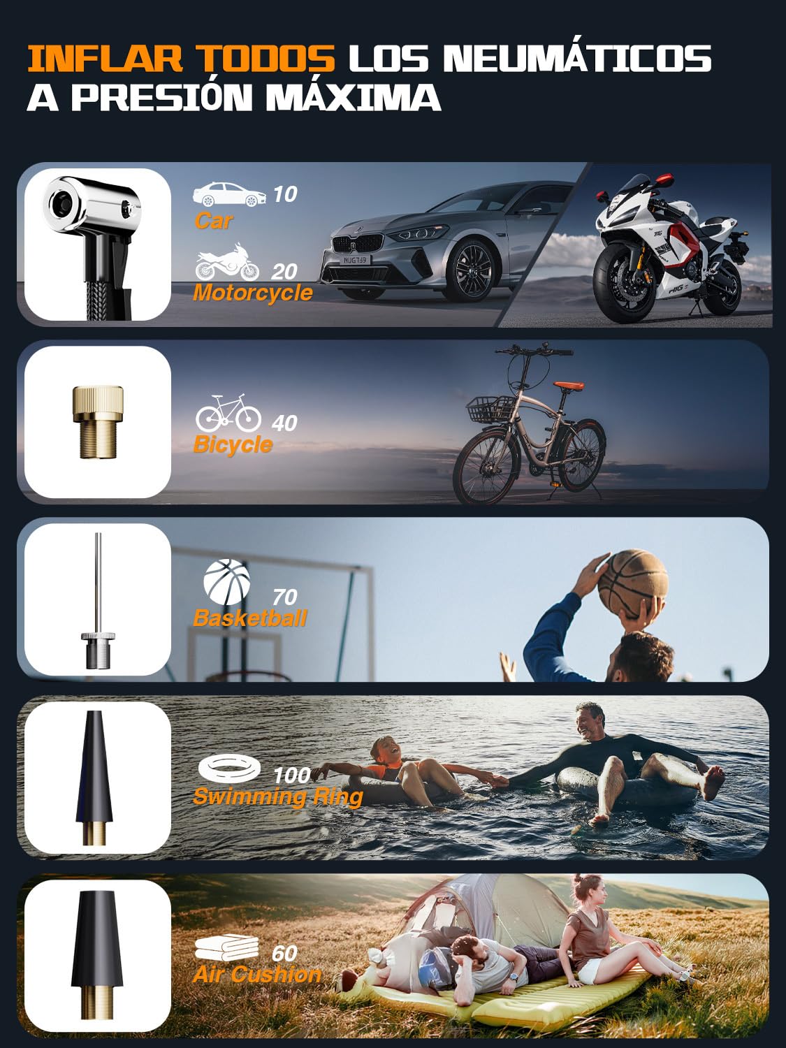 Arrancador de Coche con compresor de Aire 150PSI 6000A