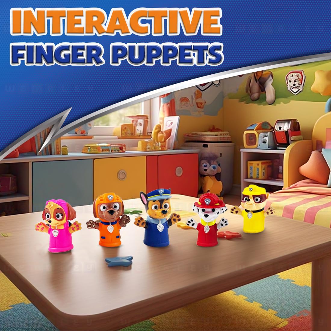 Wembley 5 Pcs Paw Patrol Finger Puppet Toy for Kids Mini Squishy Figure Toys for Boys Girls Party Favors, Shows Playtime, Schools, Return Gifts, Role Play Toys 2