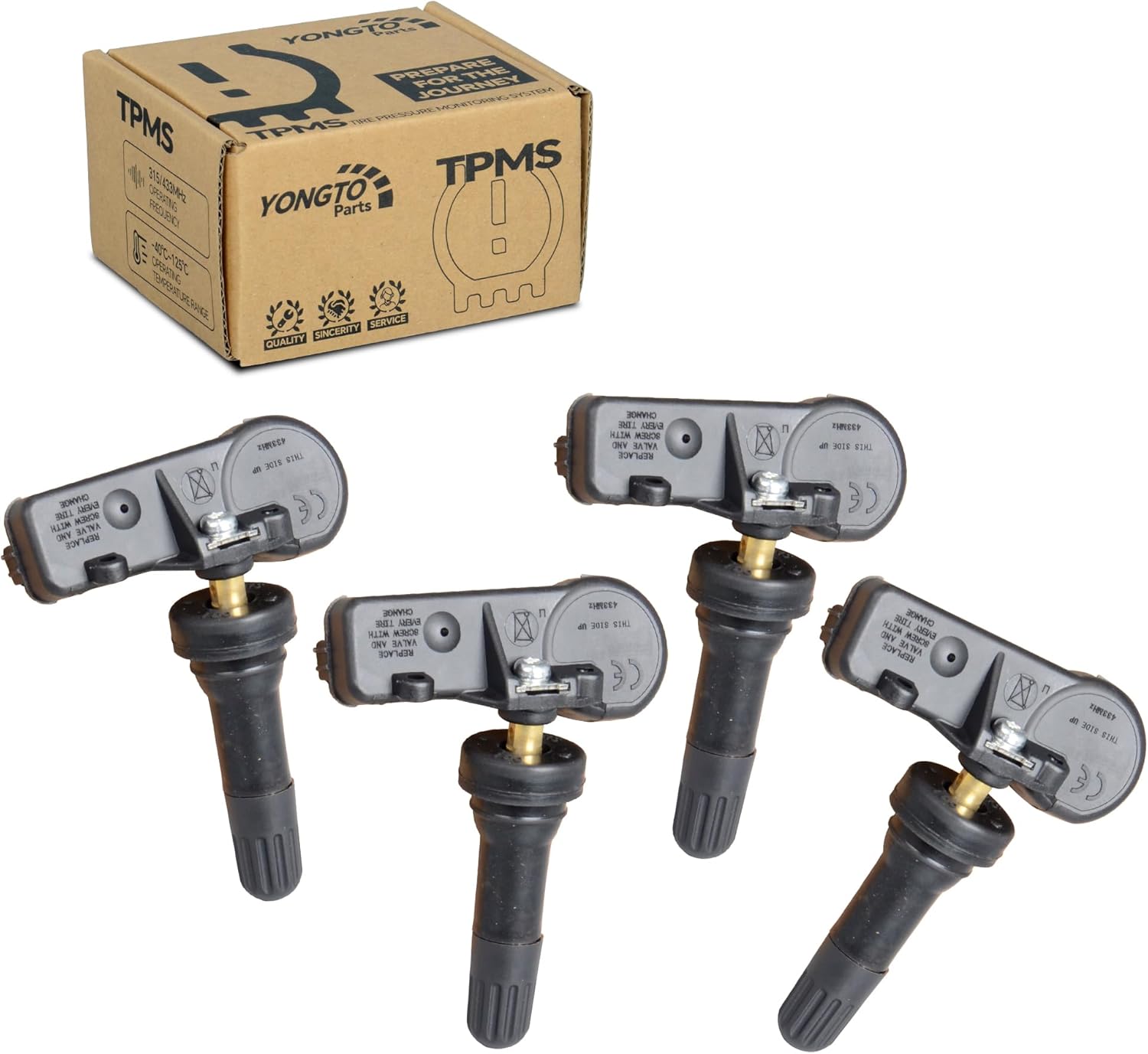 TPMS Sensor 433MHz Compatible with Chrysler 200 300 Town & Country Sebring Dodge Journey Avenger Grand Caravan Caliber 4PCS Tire Pressure Monitoring Sensor Replace OE 68078768AB 56029481AB