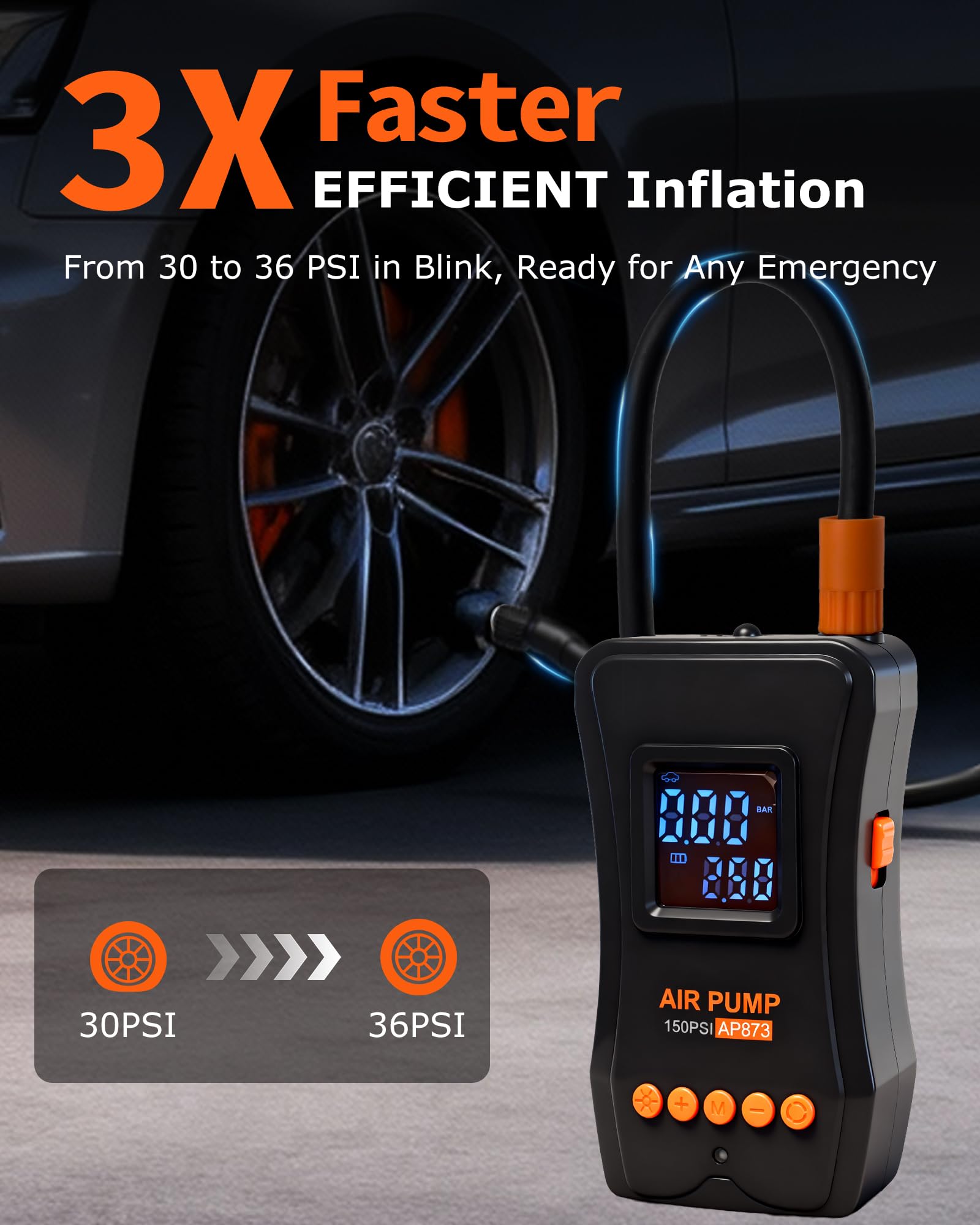 Portable Tire Inflator - Car, Bike & Motorcycle -4