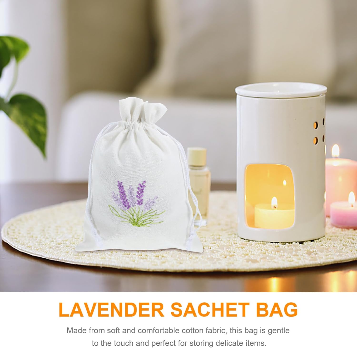 Kichvoe Lavender Sachet Bags Empty Cotton Drawstring Pouches for Home Fragrance Packaging Small 5.5X3.9 Inch Embroidered Linen Sachets for Wedding Favors Jewelry Candy Storage - Image 4