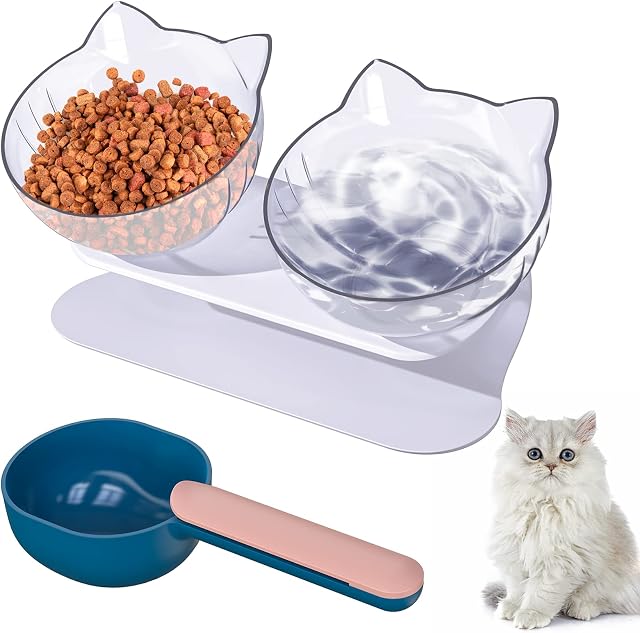 YHmall Cat Bowl 15° Tilt Anti-slip Non-spill Cat Food Bowl, Cat Feeding Bowl, Cat Water Bowl, Multi-purpose Pet Feeding Bowl